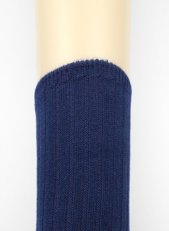 Toauqo Women's Casual Cotton Crew Sock 3-Pack Basic Pure Color Soft Comfort Socks (Navy Blue) - Image 2